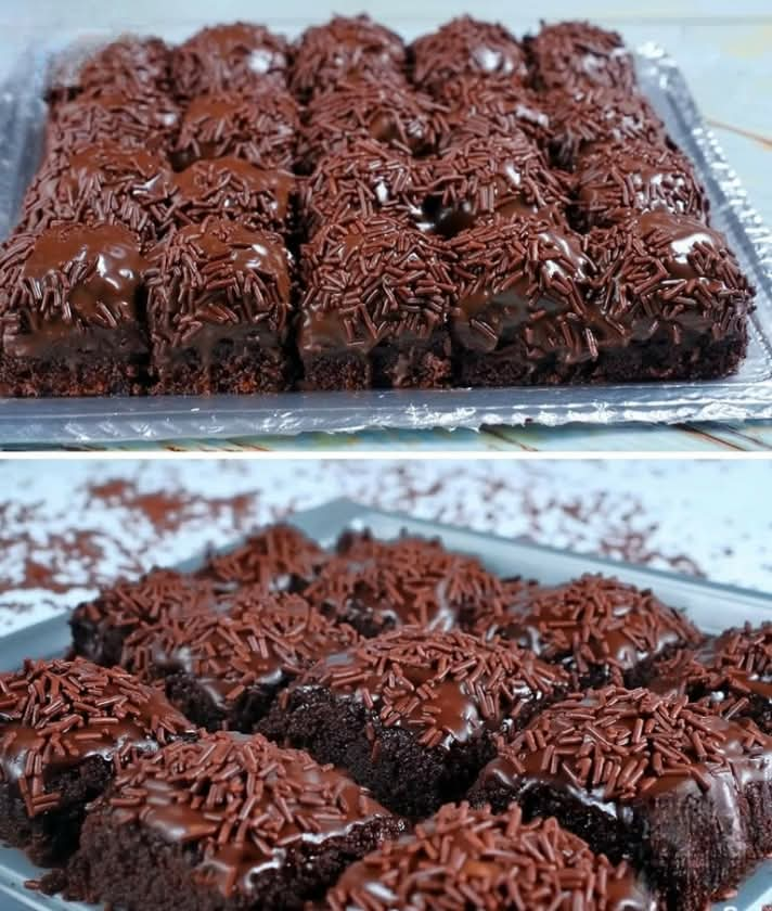 Bolo de chocolate com cobertura de brigadeiro