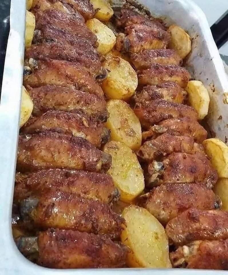 Tulipas no forno com batatas o corte mais delicioso do frango